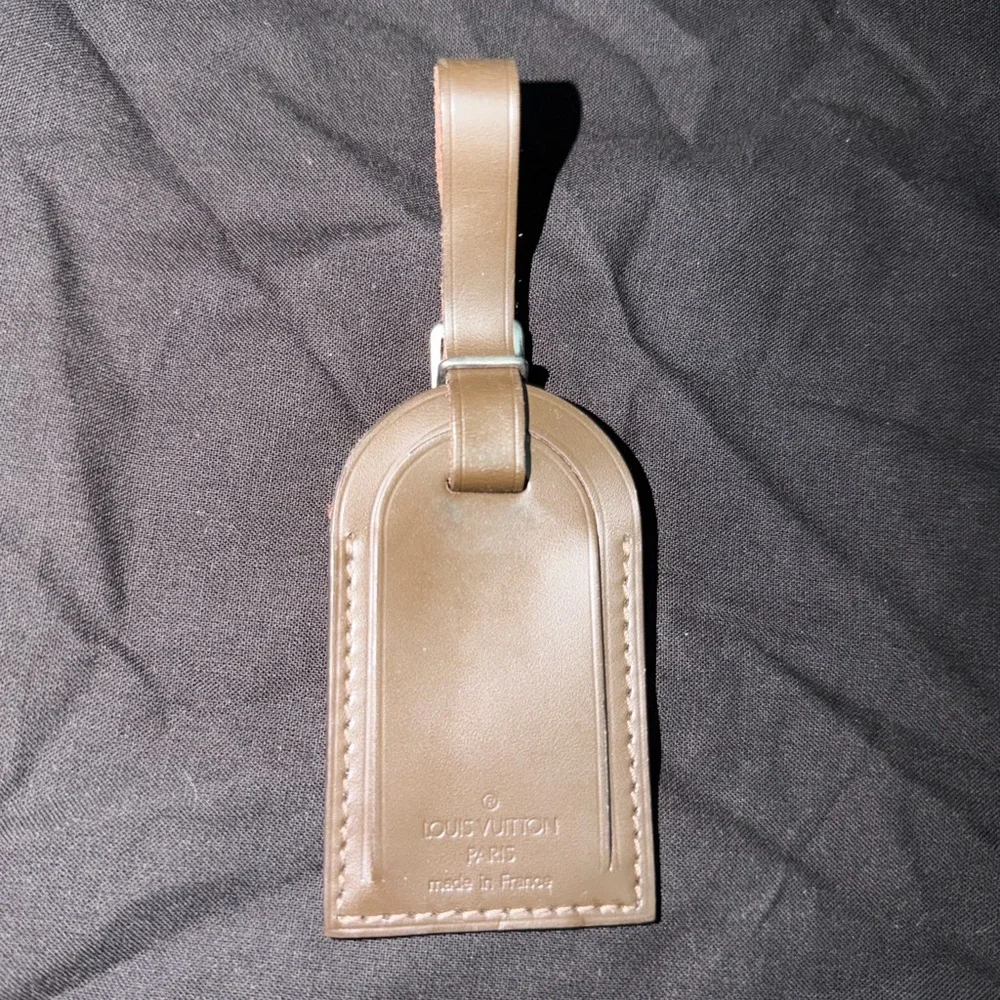 Louis Vuitton Brown Leather Luggage Tag with Strap